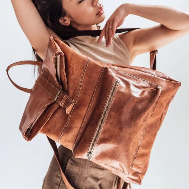 Nomad Trekker Unisex Leather Backpack – Premium Handmade Travel & Work Backpack - Brooklyn Leather goods