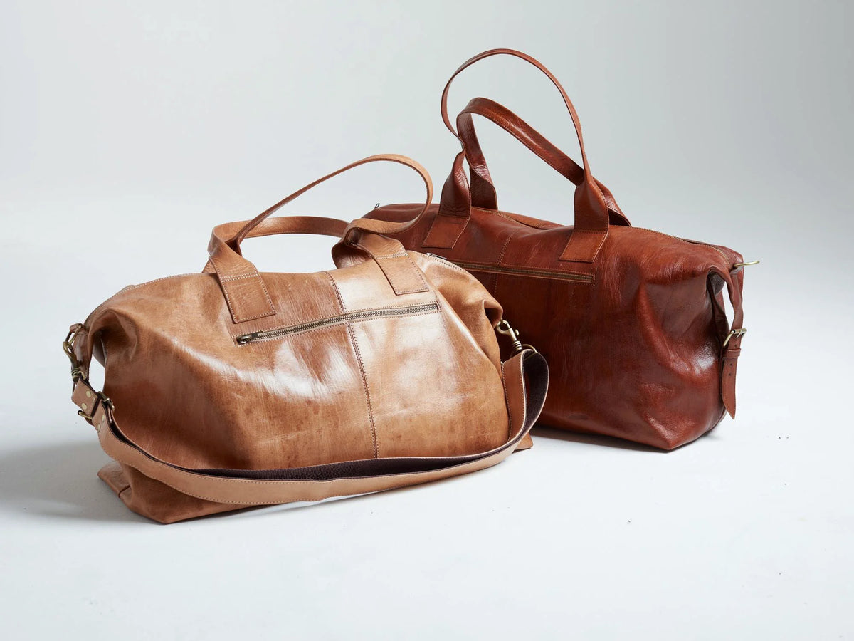 Nomad Voyager Leather Weekender Bag – Handmade Large Leather Duffle
