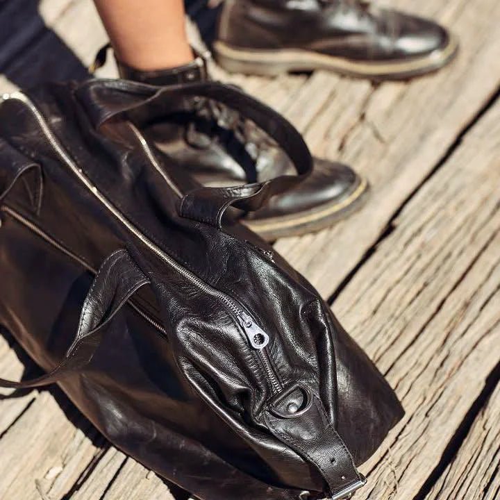 Nomad Voyager Leather Weekender Bag – Handmade Large Leather Duffle - Brooklyn Leather goods