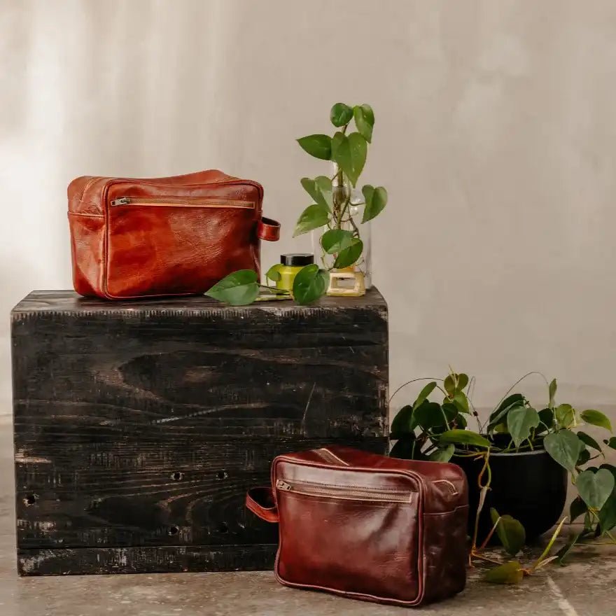 Nomadic Dopp Leather Toiletry Bag – Full-Size Travel Kit – Waterproof Lined sof Bag - Brooklyn Leather goods