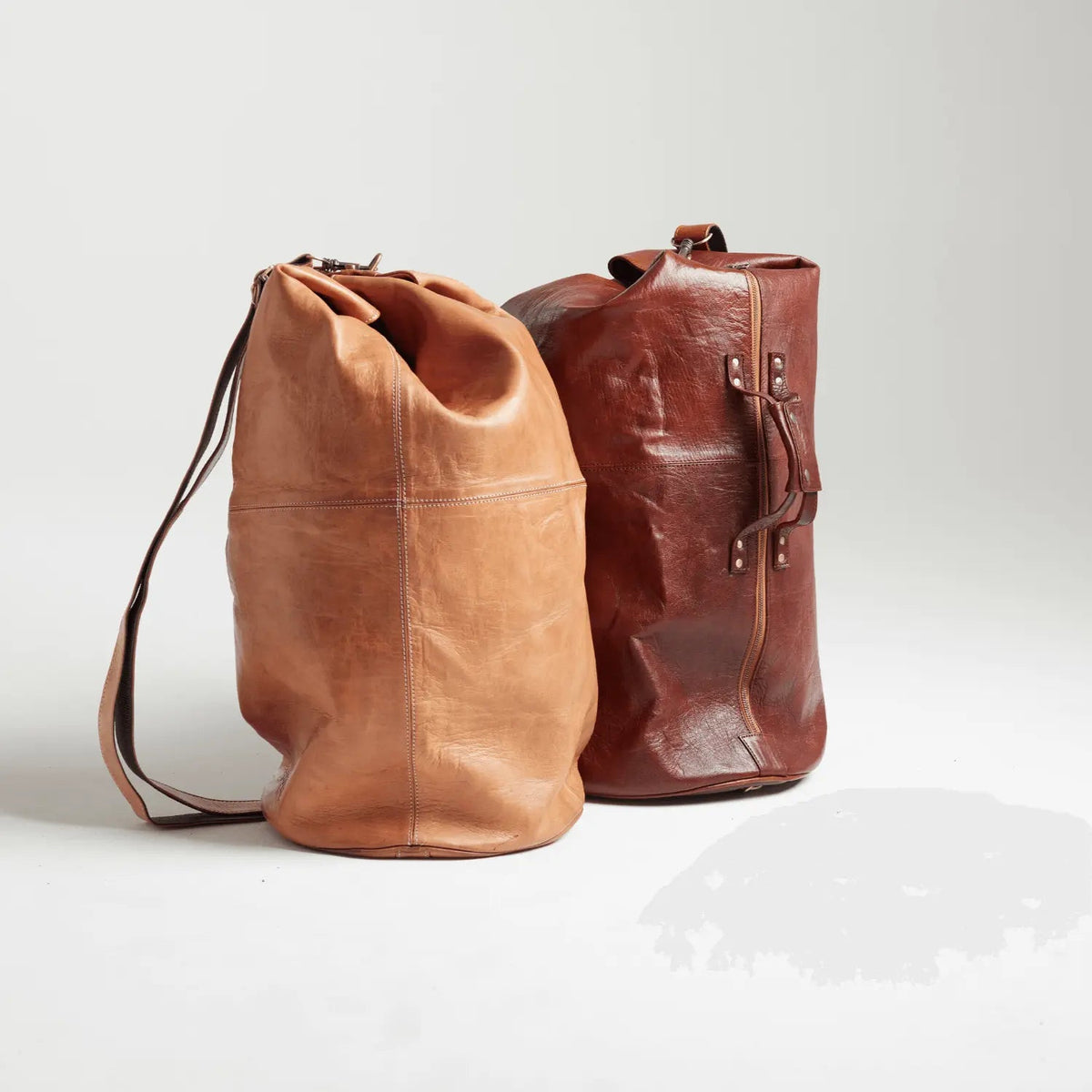 Nomadic Ranger Duffle Sack – Military Leather Duffel Bag Dual access points, YKK zips - Brooklyn Leather goods