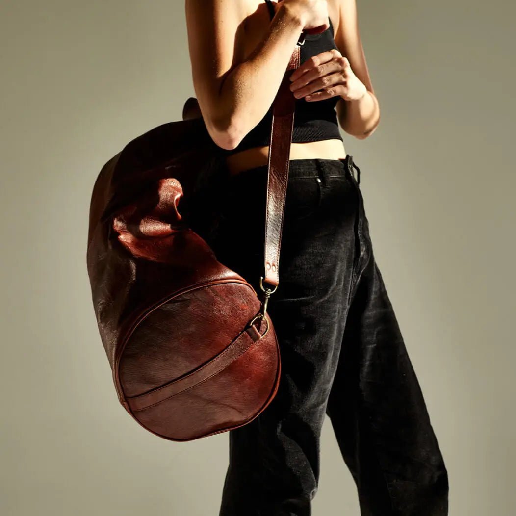 Nomadic Ranger Duffle Sack – Military Leather Duffel Bag Dual access points, YKK zips - Brooklyn Leather goods