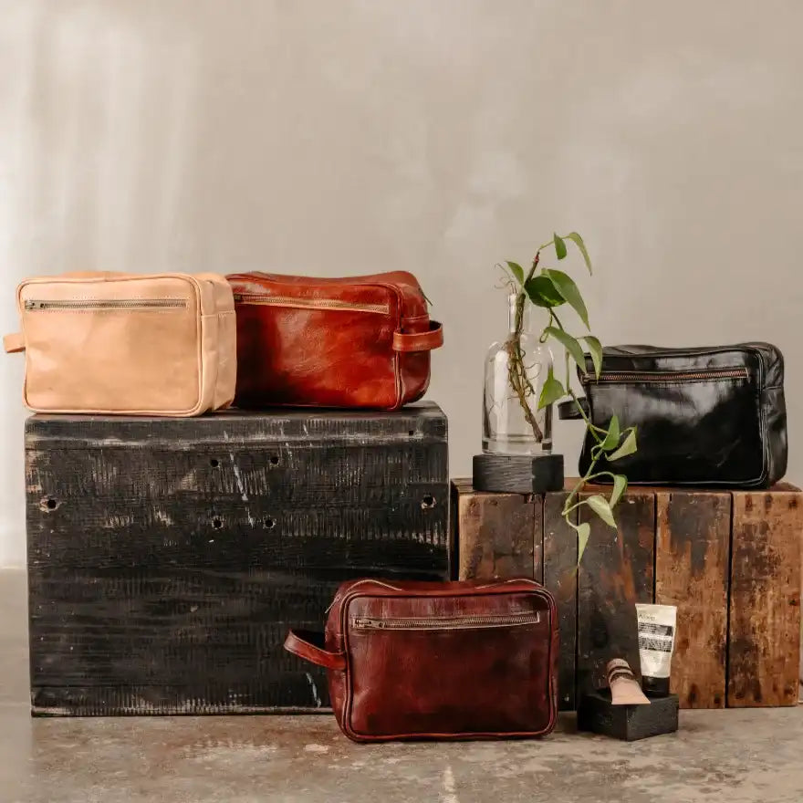 Nomadic Dopp Leather Toiletry Bag – Full-Size Travel Kit – Waterproof Lined sof Bag