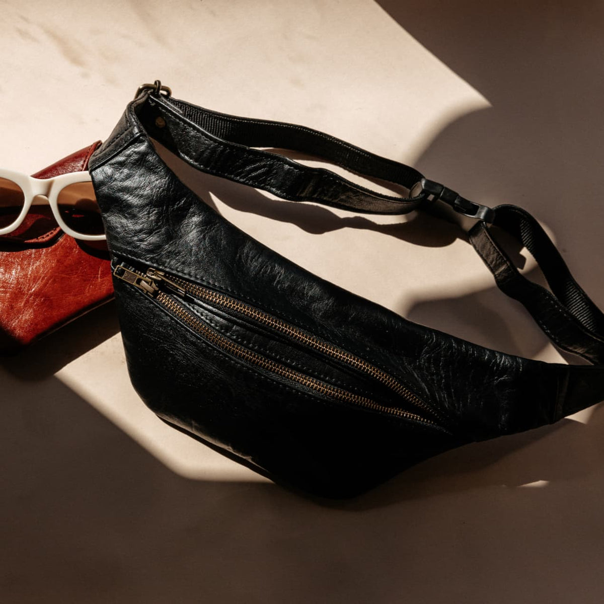 Safi Beach Slim Crossbody Bag Soft Leather Unisex Travel Sling - Brooklyn Leather goods