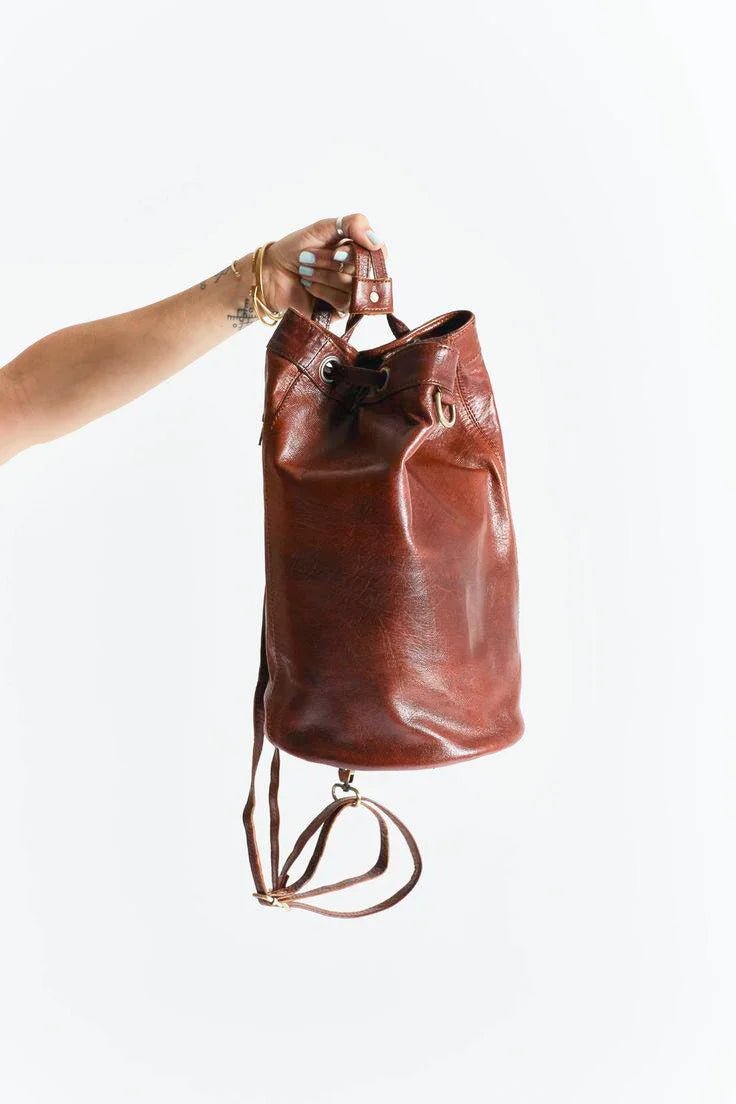 Sahara Bucket Bag 3-in-1 Multifunctional Leather Crossbody & Backpack - Brooklyn Leather goods