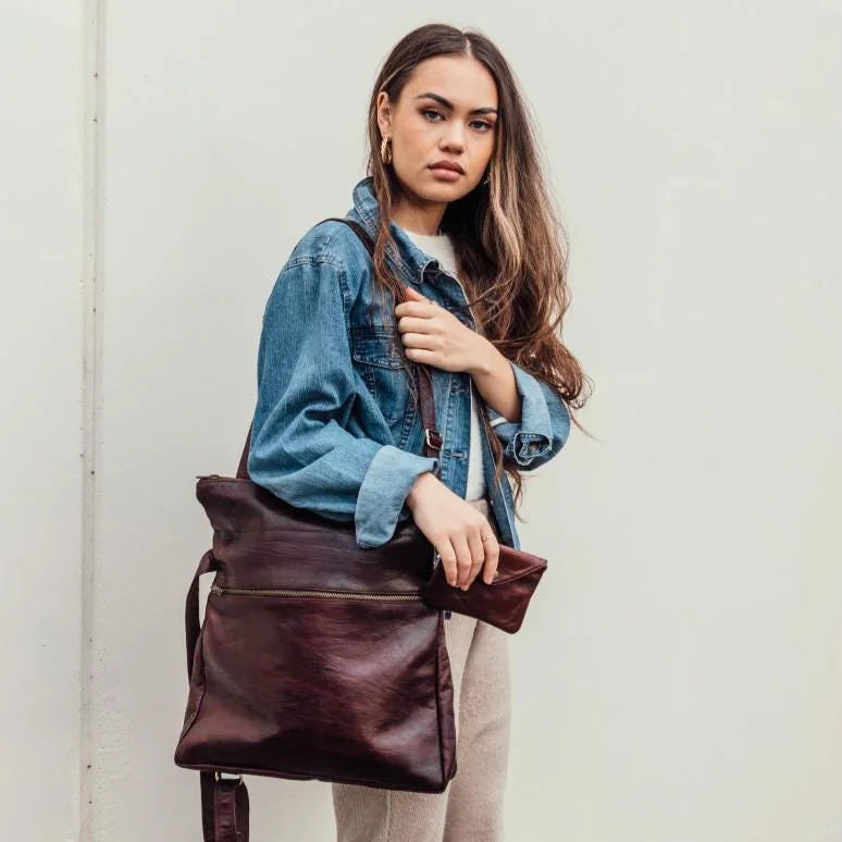 Sahara Nomad Tote Backpack – Handmade Vegetable-Tanned Leather Convertible Bag, Limited Edition