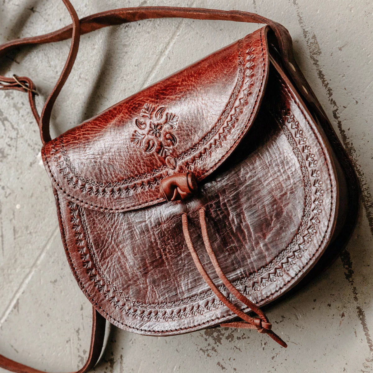 Tchabba Leather Sling Bag – Engraved Crossbody Tot