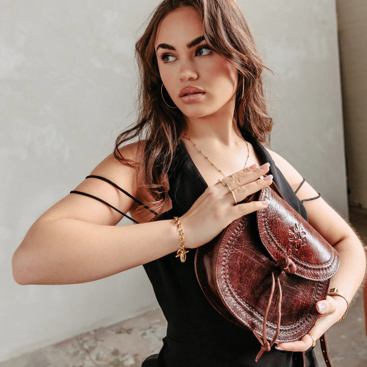 Tchabba Leather Sling Bag – Engraved Crossbody Tot