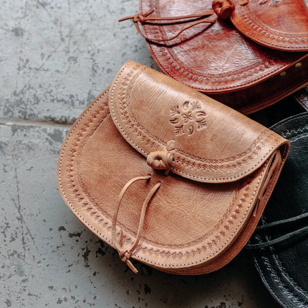 Tchabba Leather Sling Bag – Engraved Crossbody Tot