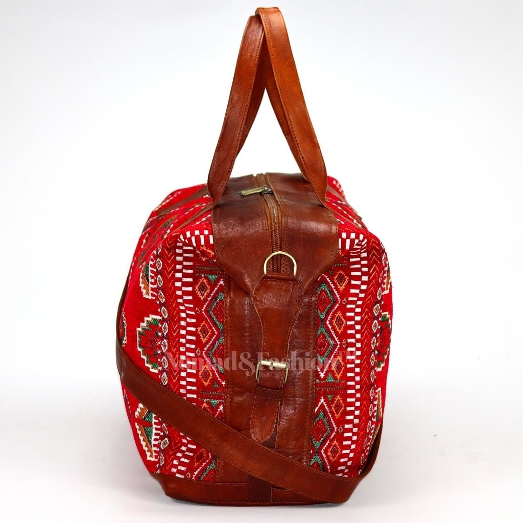 Travel bag Leather with kilim Shoulder Duffle Bag weekender - Brooklyn Leather goods