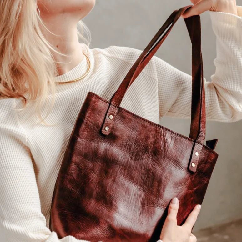 Wanderer’s Leather Tote Bag - Vegetable-Tanned Full-Grain Cowhide - Brooklyn Leather goods