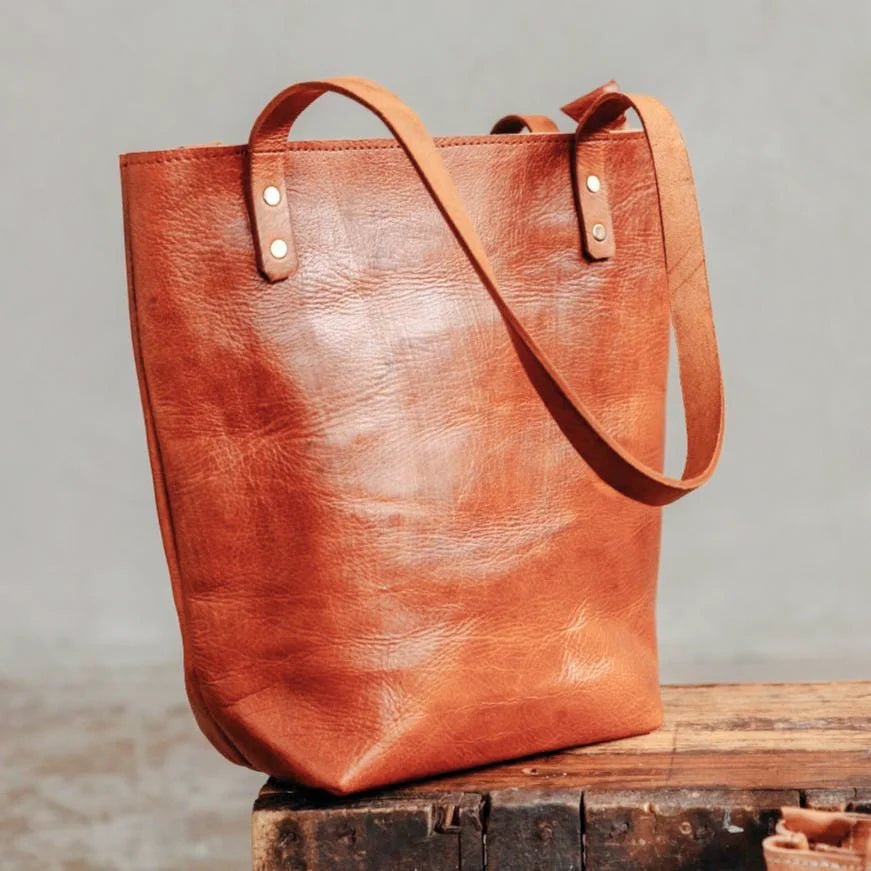 Wanderer’s Leather Tote Bag - Vegetable-Tanned Full-Grain Cowhide - Brooklyn Leather goods